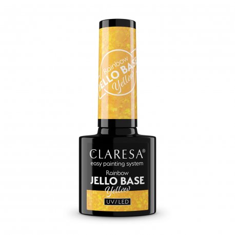 Claresa Rainbow Jello Base - Yellow - bezkwasowa baza hybrydowa z kawałkami folii 5 g