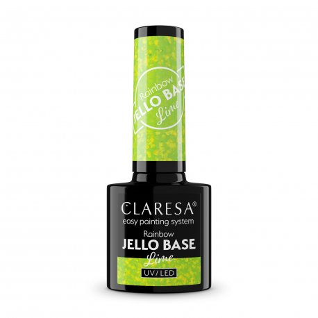 Claresa Rainbow Jello Base - Lime - bezkwasowa baza hybrydowa z kawałkami folii 5 g