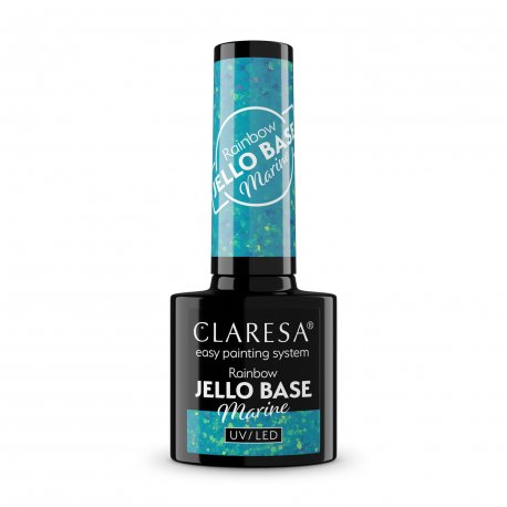 Claresa Rainbow Jello Base - Marine - bezkwasowa baza hybrydowa z kawałkami folii 5 g