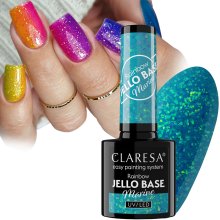 Claresa Rainbow Jello Base - Marine - bezkwasowa baza hybrydowa z kawałkami folii 5 g