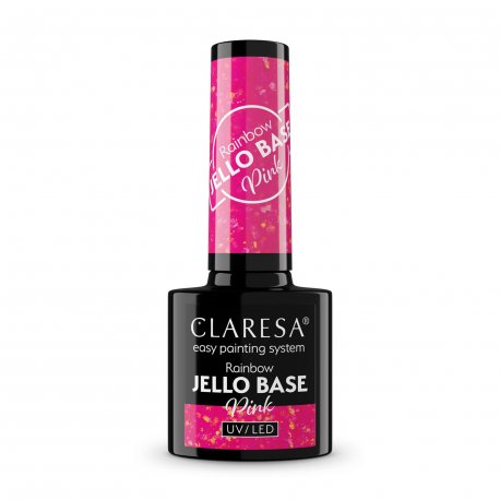 Claresa Rainbow Jello Base - Pink - bezkwasowa baza hybrydowa z kawałkami folii 5 g