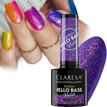 Claresa Rainbow Jello Base - Violet - bezkwasowa baza hybrydowa z kawałkami folii 5 g