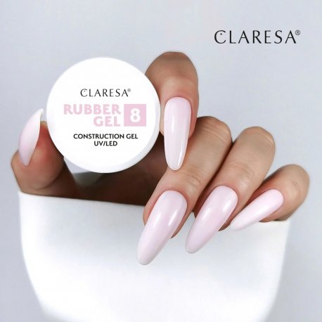 Claresa Rubber Gel UV/LED 8 (mleczny róż) - żel konstrukcyjny z tiksotropią 12 g