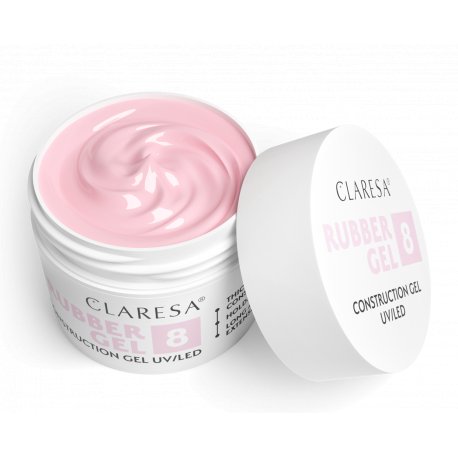 Claresa Rubber Gel UV/LED 8 (mleczny róż) - żel konstrukcyjny z tiksotropią 45 g