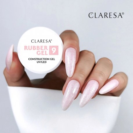 Claresa Rubber Gel UV/LED 9 (róż z drobiną) - żel konstrukcyjny z tiksotropią 12 g