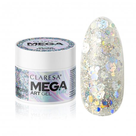 Claresa Mega Star Art Gel - Silver Flicker - brokatowy żel do zdobień 10 g