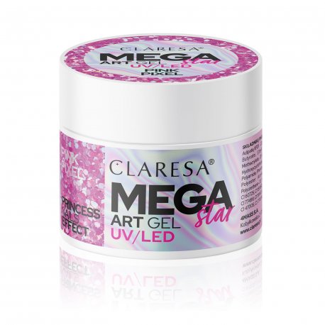 Claresa Mega Star Art Gel - Pink Pixel - brokatowy żel do zdobień 10 g