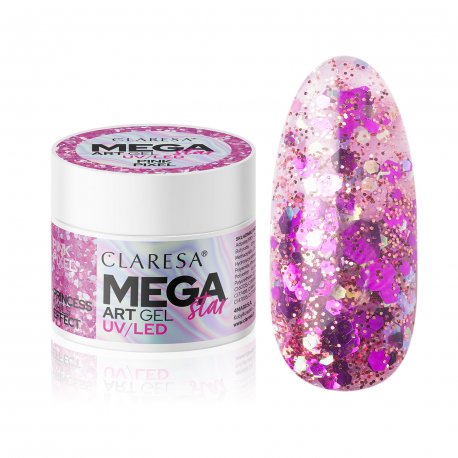 Claresa Mega Star Art Gel - Pink Pixel - brokatowy żel do zdobień 10 g