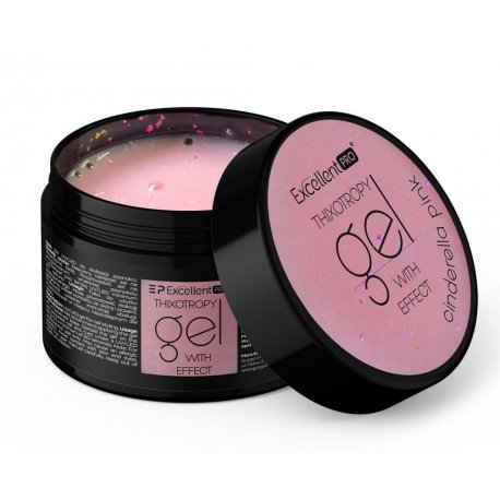 Excellent Pro Thixothropy with effect Gel - Cinderella Pink - żel budujący z kawałkami folii 50 g