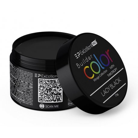 Excellent Pro Builder Color with Thixothropy - Lacy Black - Żel budujący witrażowy 15 g